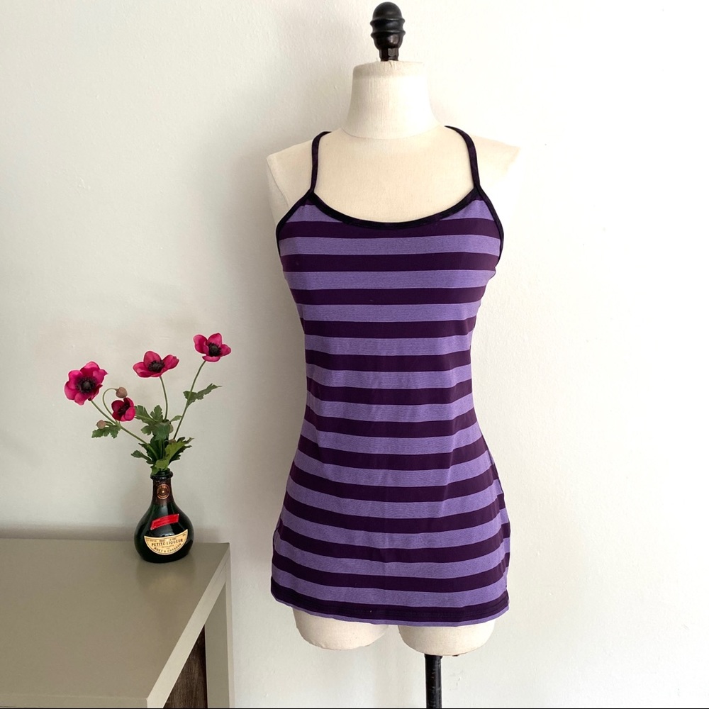 Lululemon Power Y Purple Striped Tank